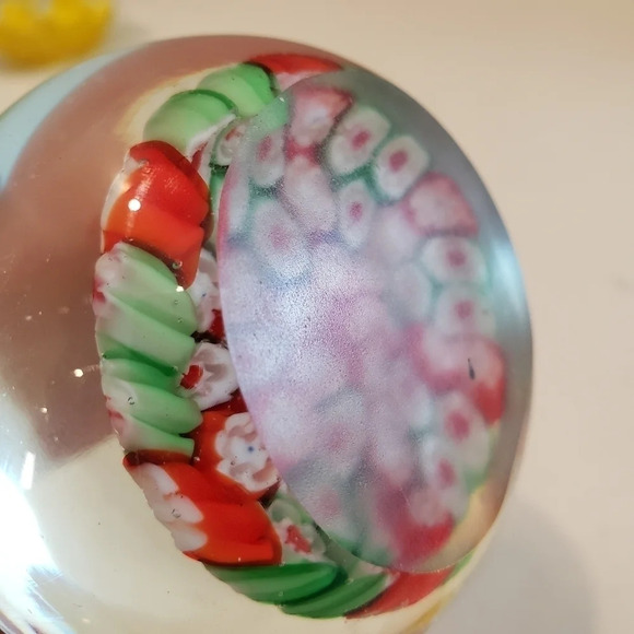 ANTIQUE Blown Glass Millefiori Paperweight Floral - Picture 8 of 13